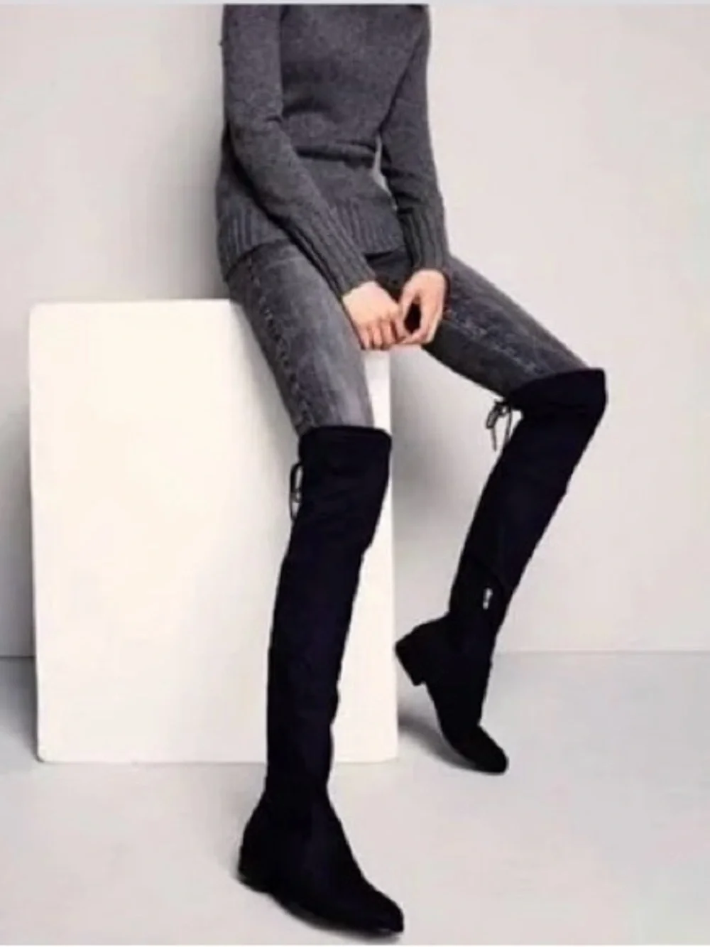 Marc Fisher Humor 2 over the knee, rounded toe, and rear tie detail size 8